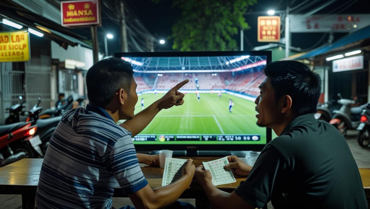 Inside the Mind of a Gambler: 4 Behavioral Finance Concepts Behind Soccer Bets Two men betting during live soccer match in a bustling night cafe - Inside the Mind of a Gambler: 4 Behavioral Finance Concepts Behind Soccer Bets