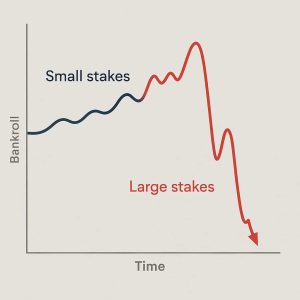Bankroll trajectory comparison by stake size 300x300 - Why Bigger Bets Don&rsquo;t Mean Bigger Profits